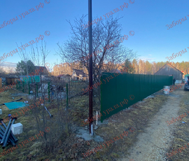 Снт "Лесная Поляна" - забор из профлиста 85м и 3D сетки + распашные ворота
