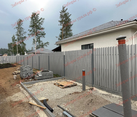 КП Заповедник (Снегири) - Забор из шахматного штакетника 150м и Откатные ворота